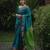 Turquoise green soft linen blend banarasi jacuard work designer party wear saree with unstitched blouse piece