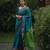 Turquoise green soft linen blend banarasi jacuard work designer party wear saree with unstitched blouse piece