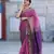 Pink wine soft linen blend banarasi jacuard work designer party wear saree with unstitched blouse piece