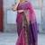 Pink wine soft linen blend banarasi jacuard work designer party wear saree with unstitched blouse piece
