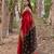 Red black soft linen blend banarasi jacuard work designer party wear saree with unstitched blouse piece