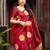 Red soft silk blend banarasi jacuard work designer party wear saree with unstitched blouse piece
