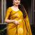 Yellow soft silk blend banarasi jacuard work designer party wear saree with unstitched blouse piece