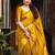 Yellow soft silk blend banarasi jacuard work designer party wear saree with unstitched blouse piece