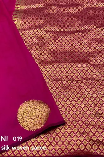 Pink silk blend banarasi saree with unstitched blouse piece