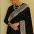Black soft silk blend banarasi jacuard work designer party wear saree with unstitched blouse piece