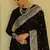 Black soft silk blend banarasi jacuard work designer party wear saree with unstitched blouse piece