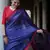 Blue red soft linen blend banarasi jacuard work designer party wear saree with unstitched blouse piece