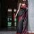 Black soft linen blend banarasi jacuard work designer party wear saree with unstitched blouse piece