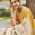 Off white soft silk blend banarasi jacuard work designer party wear saree with unstitched blouse piece