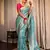 Turquoise pink soft silk blend banarasi jacuard work designer party wear saree with unstitched blouse piece