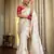 White pink soft silk blend banarasi jacuard work designer party wear saree with unstitched blouse piece