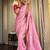 Baby pink soft silk blend banarasi jacuard work designer party wear saree with unstitched blouse piece