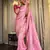Baby pink soft silk blend banarasi jacuard work designer party wear saree with unstitched blouse piece