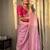 Baby pink soft silk blend banarasi jacuard work designer party wear saree with unstitched blouse piece