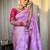 Lavender pink soft silk blend banarasi jacuard work designer party wear saree with unstitched blouse piece