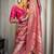 Peach pink soft silk blend banarasi jacuard work designer party wear saree with unstitched blouse piece