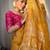 Yellow pink soft silk blend banarasi jacuard work designer party wear saree with unstitched blouse piece