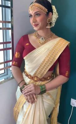 White red silk blend banarasi saree with unstitched blouse piece 1