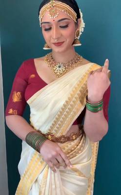 White red silk blend banarasi saree with unstitched blouse piece 2