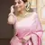 Baby pink soft silk blend banarasi jacuard work designer party wear saree with unstitched blouse piece