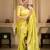 Yellow soft silk blend banarasi jacuard work designer party wear saree with unstitched blouse piece