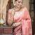 Peach soft silk blend banarasi jacuard work designer party wear saree with unstitched blouse piece