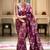 Dark wine soft silk blend banarasi jacuard work designer party wear saree with unstitched blouse piece
