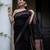 Black soft silk blend banarasi jacuard work designer party wear saree with unstitched blouse piece