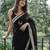 Black soft linen blend banarasi jacuard work designer party wear saree with unstitched blouse piece