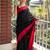 Black soft linen blend banarasi jacuard work designer party wear saree with unstitched blouse piece