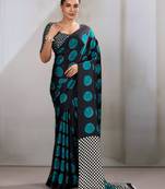 Printed ajrakh satin crepe saree     traditional art with a modern touch