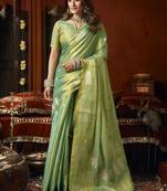 Heavy tissue saree with allover cow butta design & fancy tassels