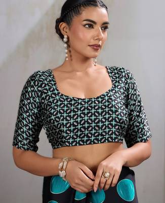 Printed ajrakh satin crepe saree  art with a modern touch 4