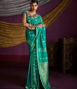 Pure satin handloom weaving silk saree with rich pallu & matching blouse