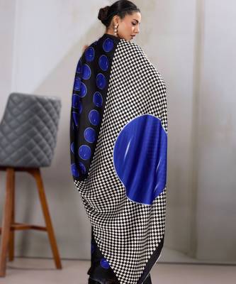Printed ajrakh satin crepe saree  art with a modern touch 2