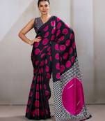 Printed ajrakh satin crepe saree – traditional art with a modern touch