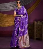 Pure satin handloom weaving silk saree with rich pallu & matching blouse