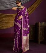 Pure satin handloom weaving silk saree with rich pallu & matching blouse