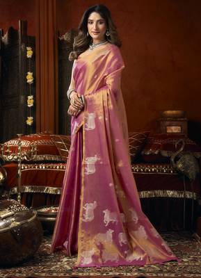  tissue saree with allover cow butta design & fancy tassels 4