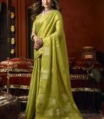 Heavy tissue saree with allover cow butta design & fancy tassels