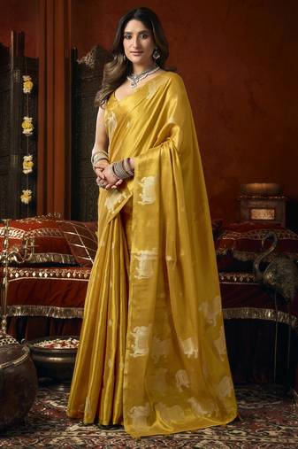 Heavy tissue saree with allover cow butta design & fancy tassels