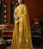 Heavy tissue saree with allover cow butta design & fancy tassels