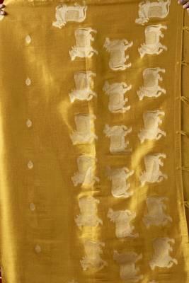  tissue saree with allover cow butta design & fancy tassels 4