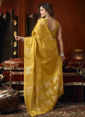  tissue saree with allover cow butta design & fancy tassels 5