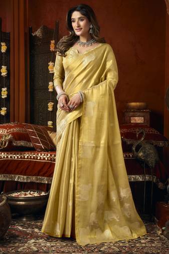 Heavy tissue saree with allover cow butta design & fancy tassels