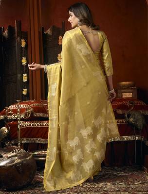  tissue saree with allover cow butta design & fancy tassels 3