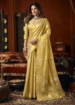  tissue saree with allover cow butta design & fancy tassels 5