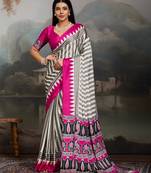 Printed ajrakh satin crepe saree – traditional art with a modern touch