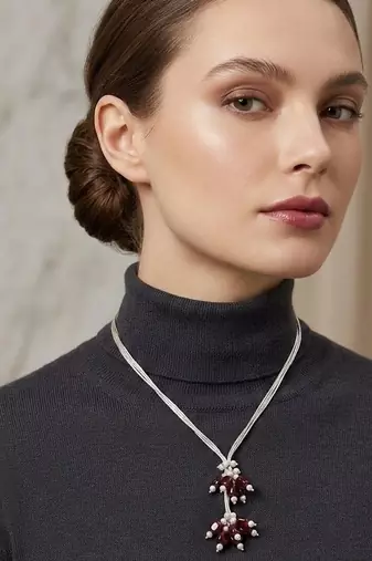 Maroon beaded necklaces